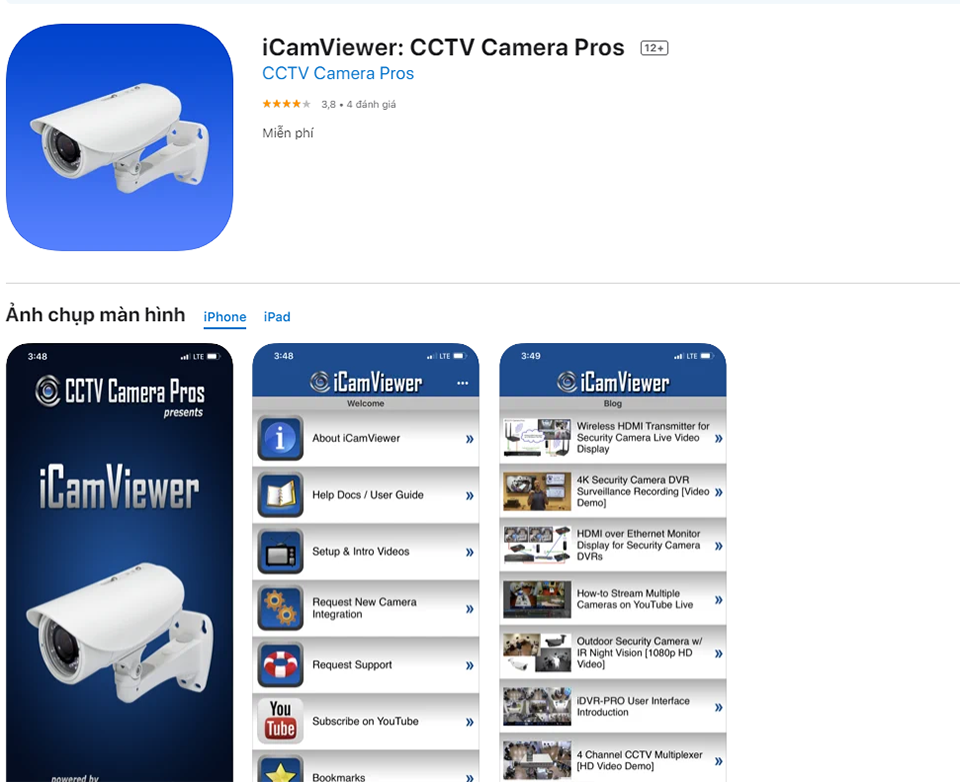 phần mềm xem camera trên điện thoại iPhone - CareCam