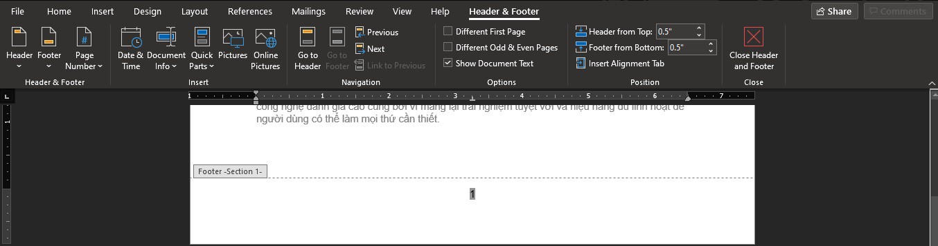 Cách đánh số trang trong Microsoft Word