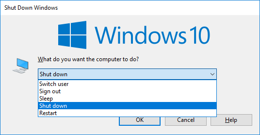 Cách tắt máy tính bằng bàn phím trên Windows 10