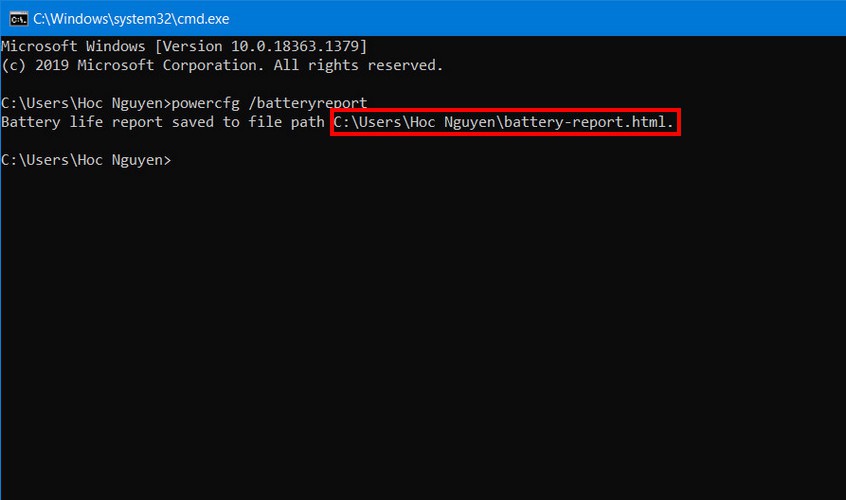 Windows hỗ trợ lệnh kiểm tra dung lượng pin