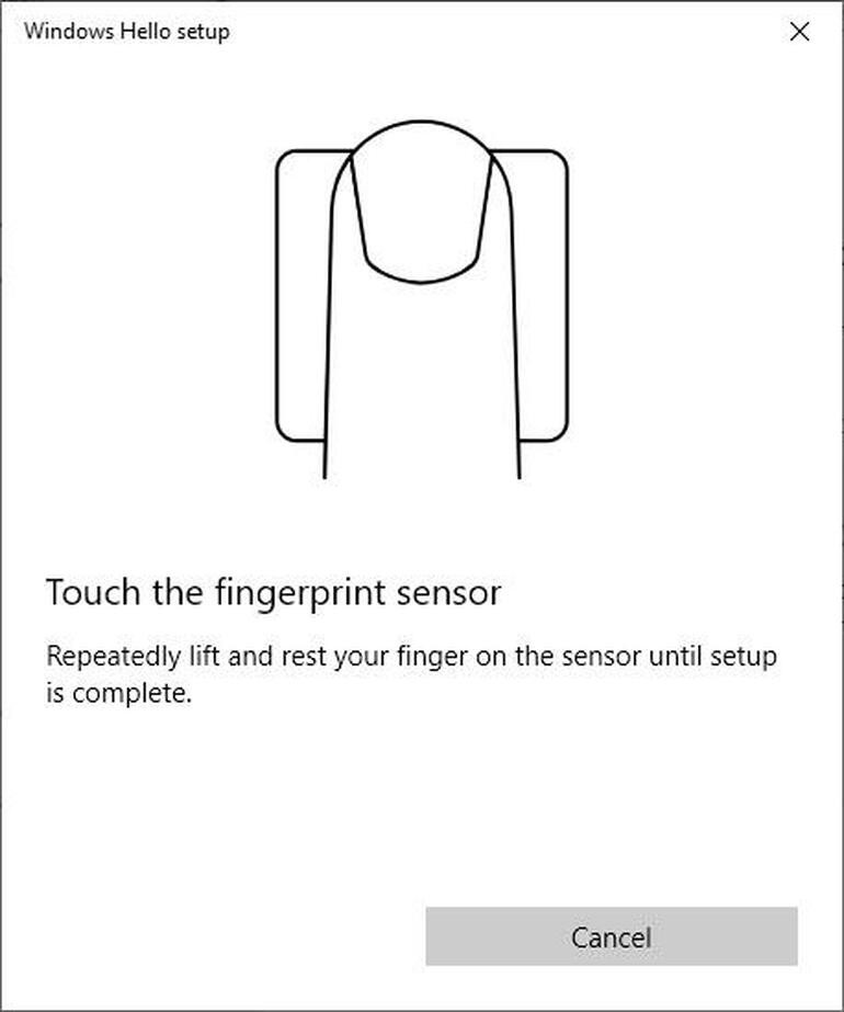 Đặt dấu vân tay lên cảm biến quét để máy nhận diện