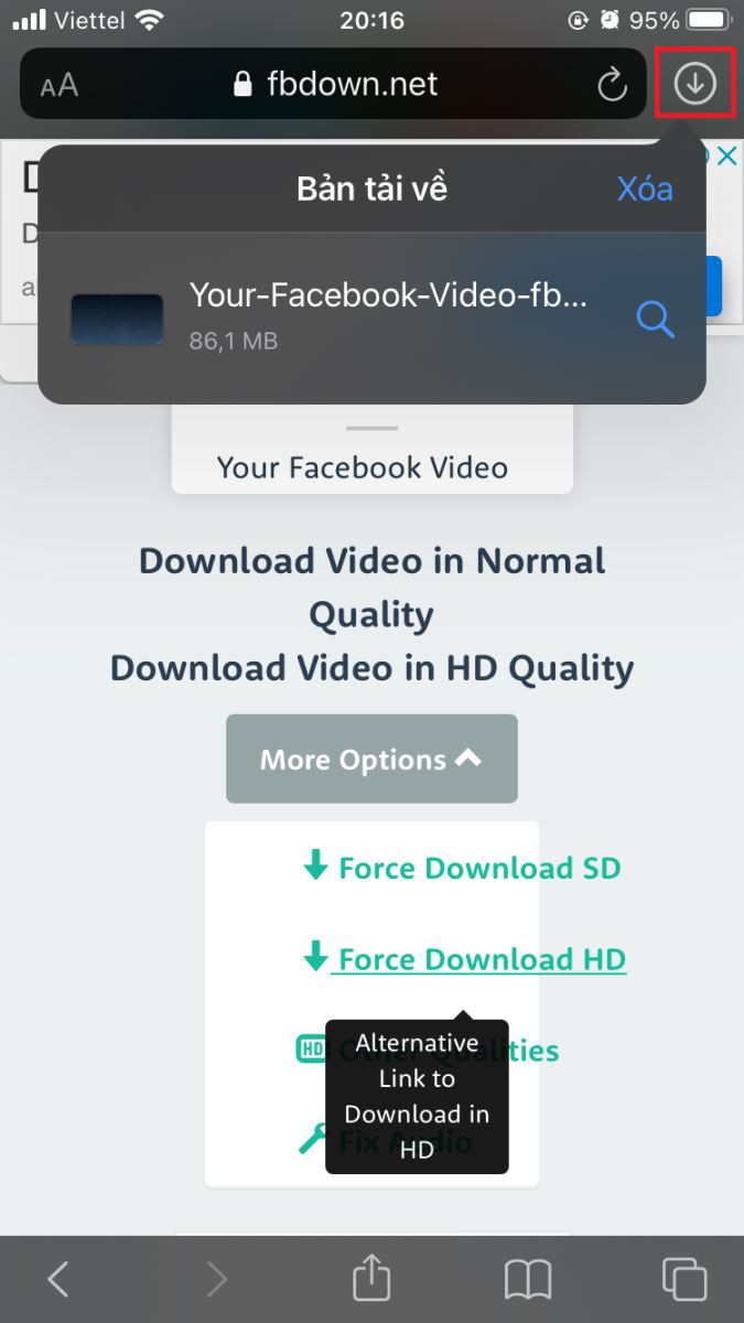 Download video từ facebook về iphone