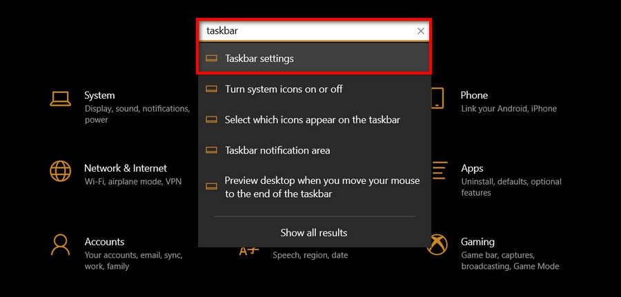 chinh thanh taskbar tren windows 10