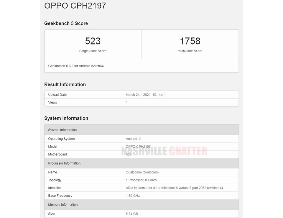 OPPO A74 5G xuất hiện trên Geekbench