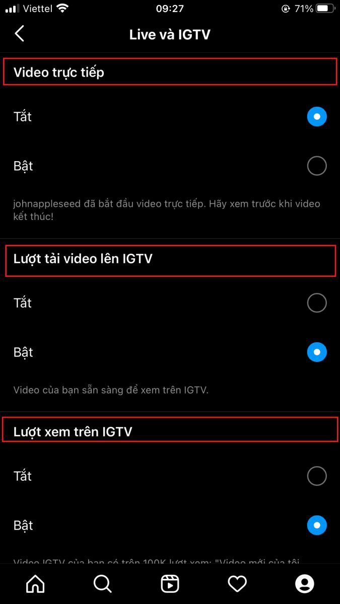 Bật/Tắt thông báo của Live và IGTV - Ảnh 2