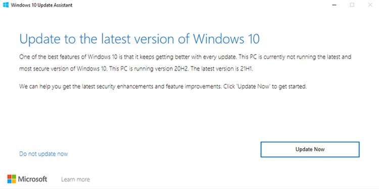 Cài đặt Windows 10 tháng 5 năm 2021 - 1 bản cập nhật