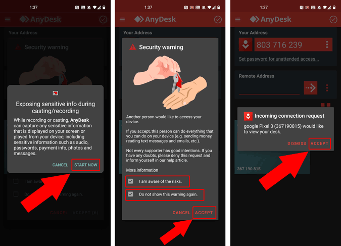 Vui lòng sử dụng Anydesk: Điều khiển từ xa điện thoại của bạn trên một thiết bị Android khác (7)