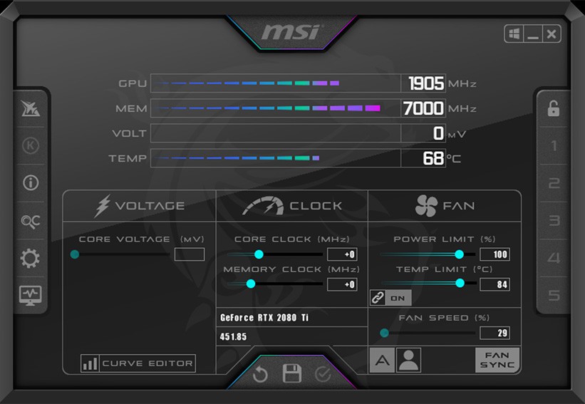 phần mềm kiểm tra và đo nhiệt độ CPU MSI Afterburner