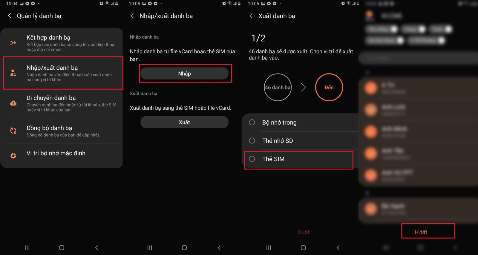 Cách chuyển danh bạ từ điện thoại sang Sim cho Android và iOS 