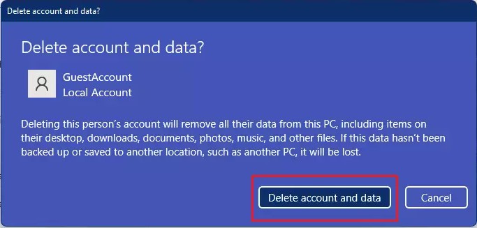 Cách xóa tài khoản khách trong Windows 11 (3)