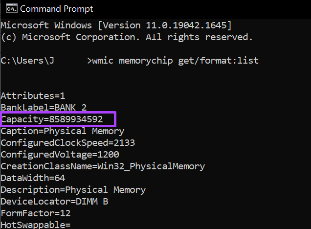 Kiểm tra dung lượng RAM - Command prompt 3