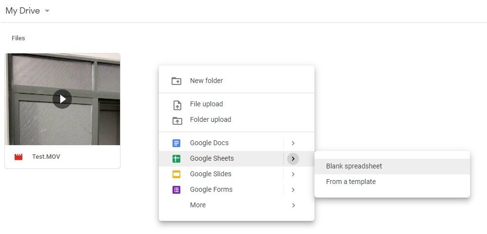Cách tạo file Excel trên Google Drive