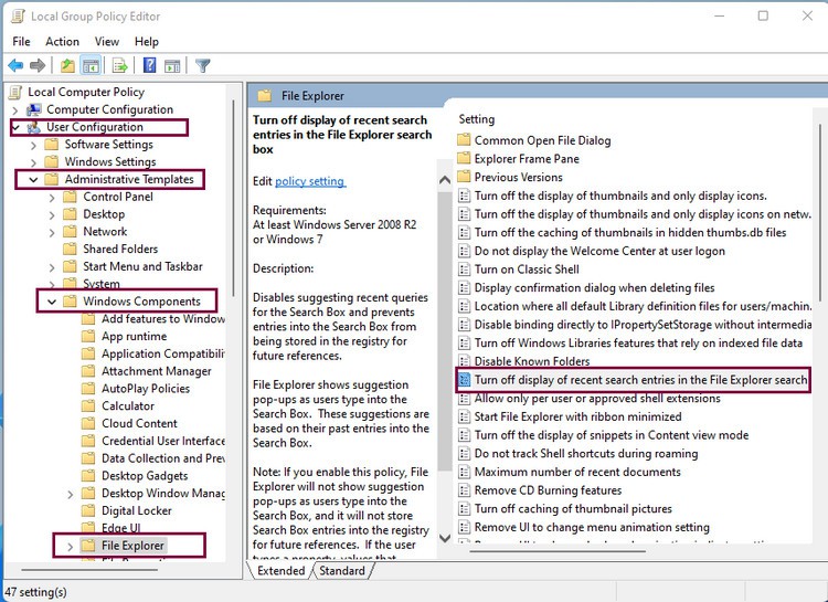 Cách vô hiệu hóa lịch sử tìm kiếm File Explorer trên Windows 11 (8)