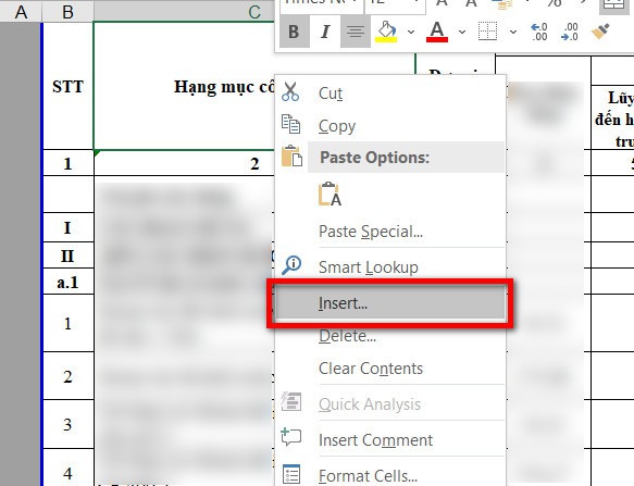 Hướng dẫn chèn thêm cột mới trong Excel (2)