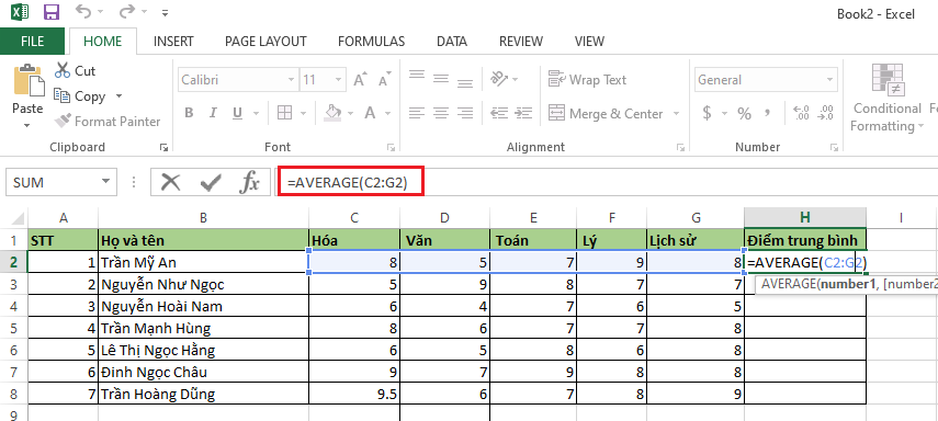 Hướng dẫn cách dùng hàm AVERAGE trong Excel chi tiết, dễ hiểu