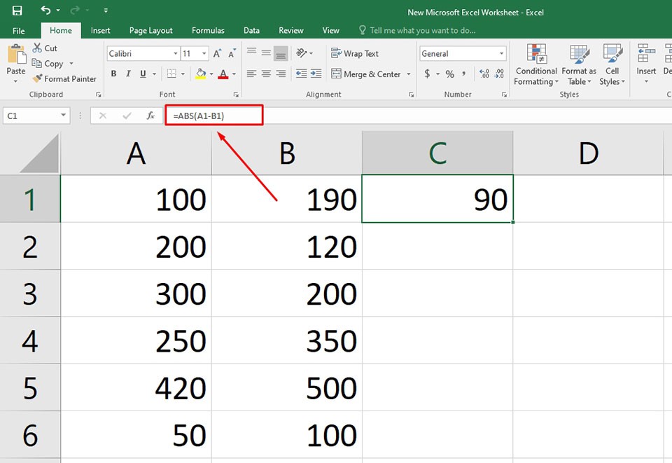 Sử dụng hàm ABS trong Excel - Ảnh 02