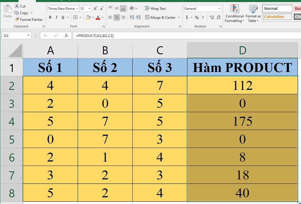 Hàm PRODUCT trong Excel - Ảnh 05