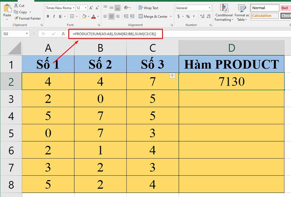 Hàm PRODUCT trong Excel - Ảnh 07