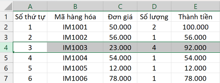 Cách thêm dòng trong Excel (2)