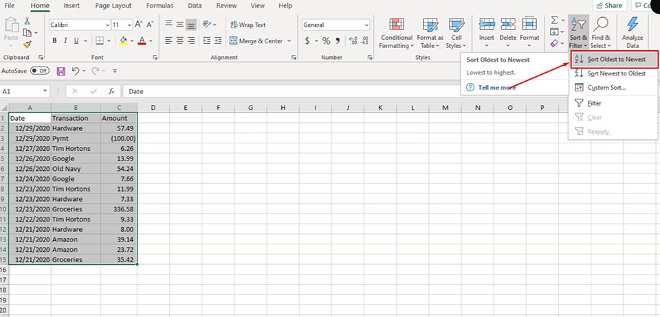 Sắp xếp ngày tháng trong Excel - Ảnh 08