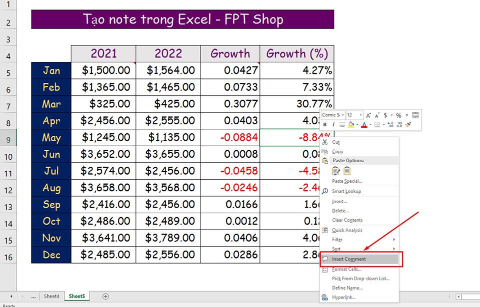 Tạo note trong Excel - Ảnh 09