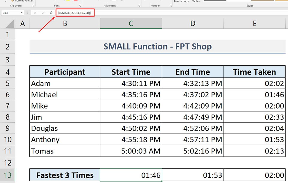 Hàm SMALL trong Excel - Ảnh 08