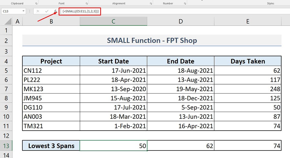 Hàm SMALL trong Excel - Ảnh 10