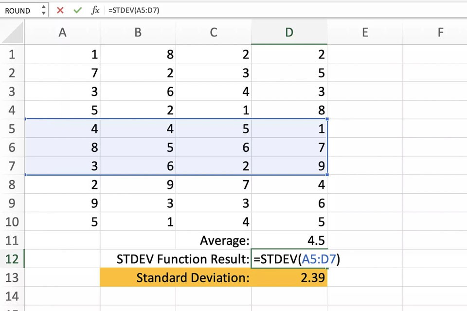 Hàm STDEV trong Excel - Ảnh 03