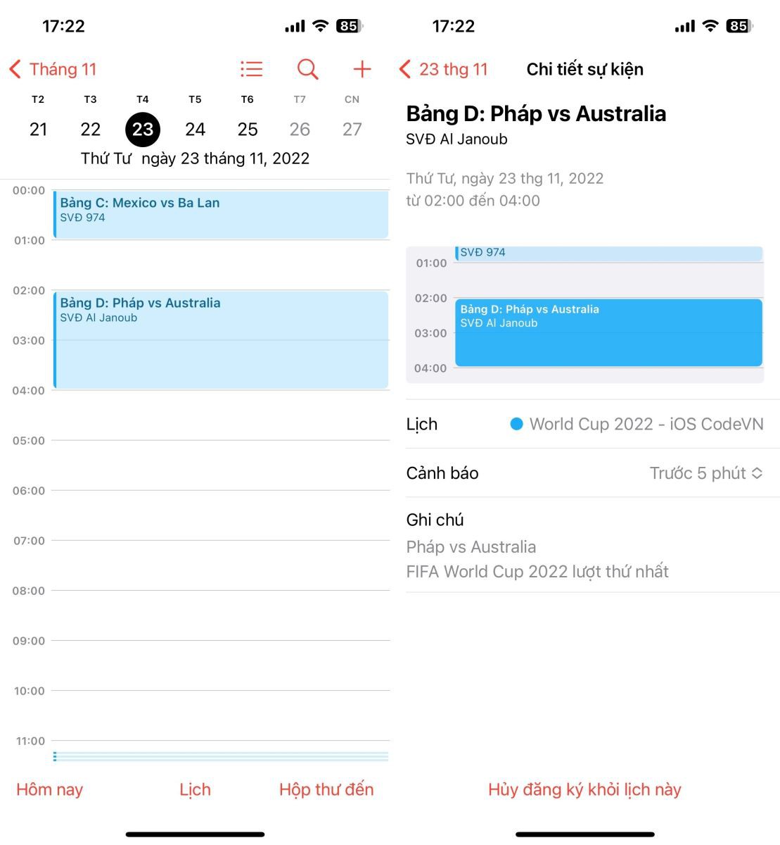 Cách thêm lịch World Cup 2022 vào lịch trên iPhone 4