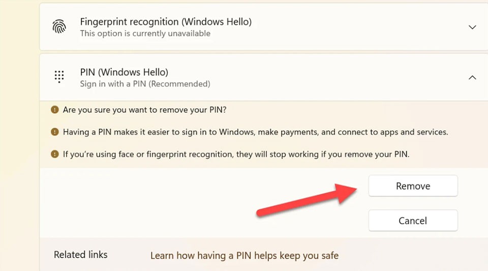 Tắt mã PIN trong Windows 11 - Ảnh 07