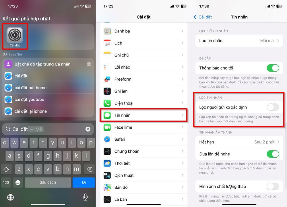 Cách lọc tin nhắn rác trên iPhone chạy iOS 16.2 1