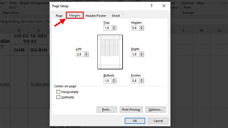 Cách in ngang giấy A4 file Excel (Ảnh 8)