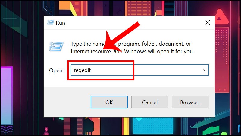 Chỉnh sửa Registry - Bước 1