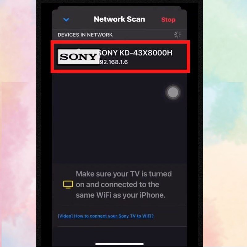 Chọn thiết bị tivi Sony để kết nối