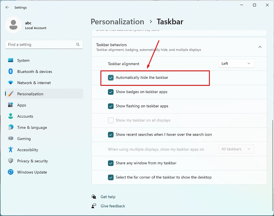 Ẩn thanh Taskbar trong Windows 11 - Ảnh 09