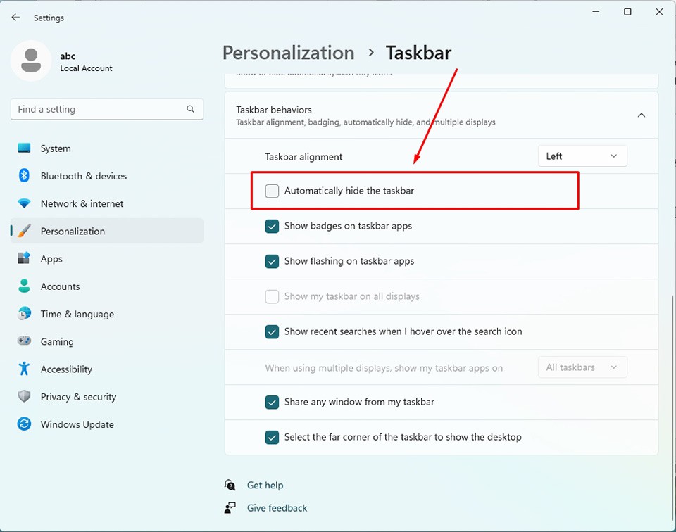 Ẩn thanh Taskbar trong Windows 11 - Ảnh 10