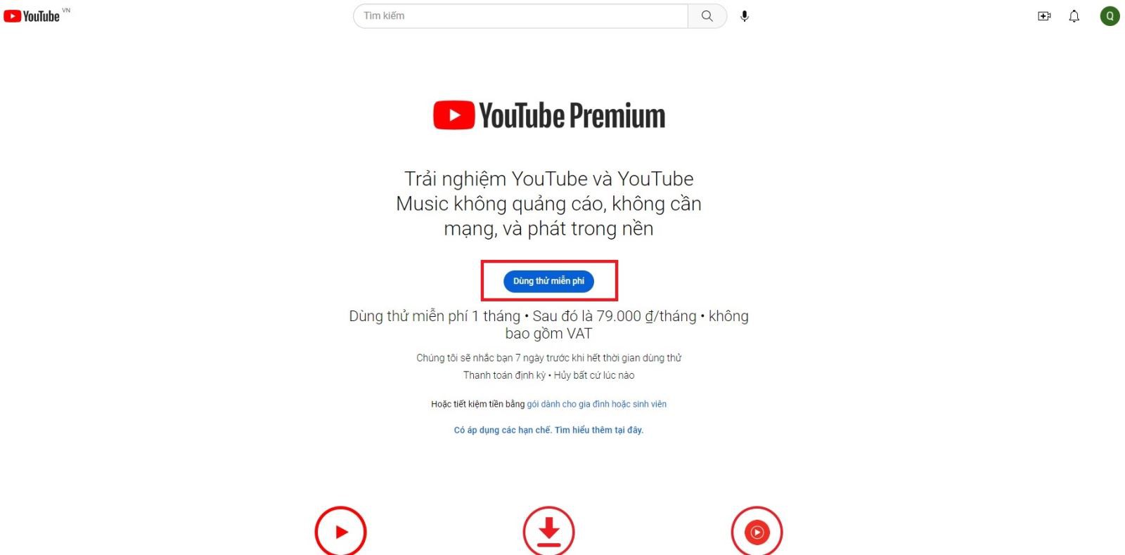Hướng dẫn đăng ký YouTube Premium tại Việt Nam 2