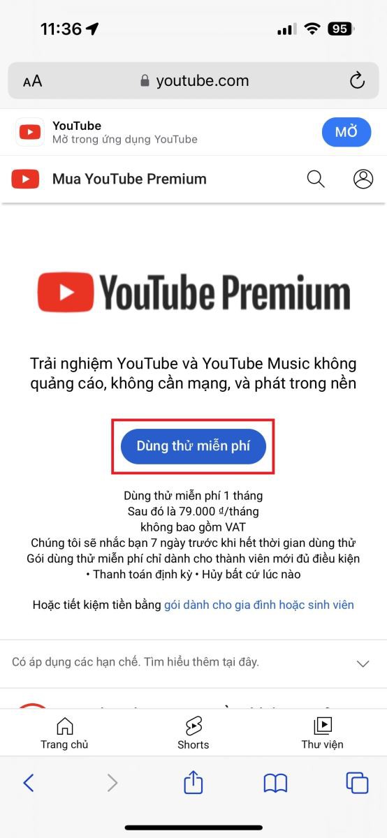 Hướng dẫn đăng ký YouTube Premium tại Việt Nam 12