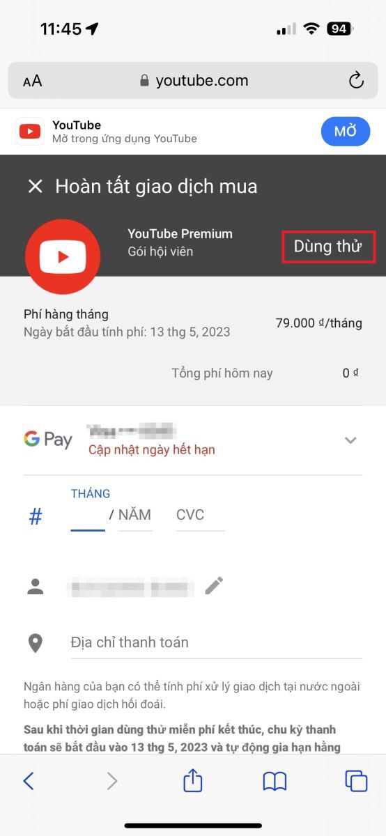 Hướng dẫn đăng ký YouTube Premium tại Việt Nam 18