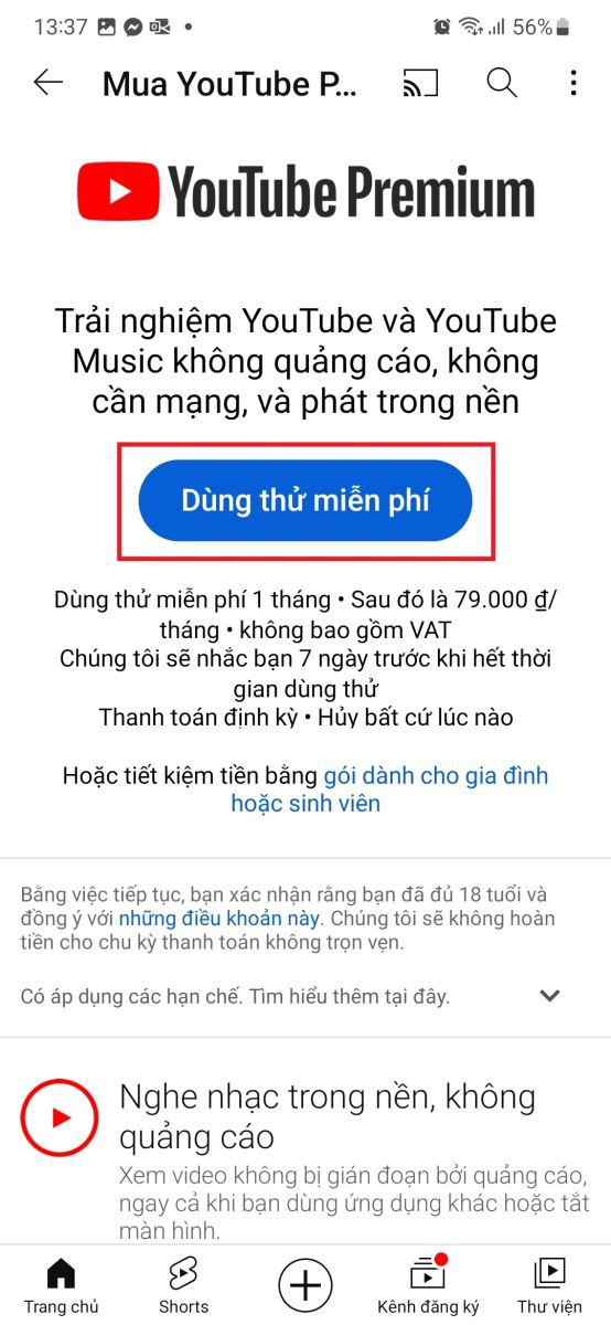 Hướng dẫn đăng ký YouTube Premium tại Việt Nam 25