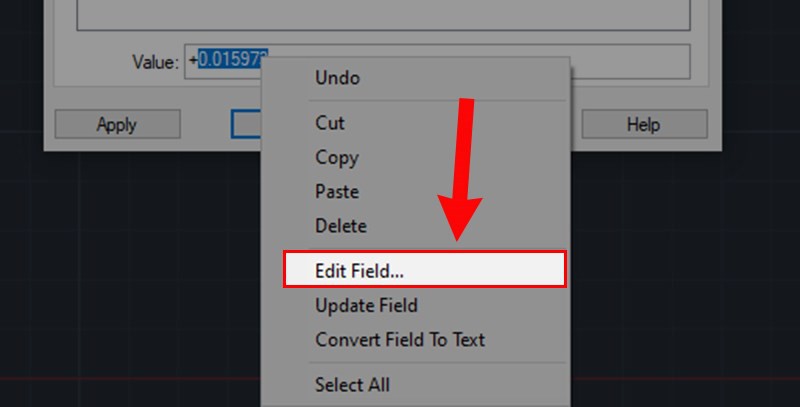 Click chuột phải vào giá trị và chọn Edit field...