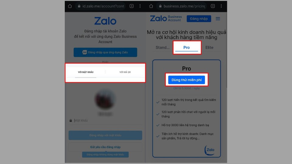 Đăng nhập tài khoản Zalo với số điện thoại và mật khẩu