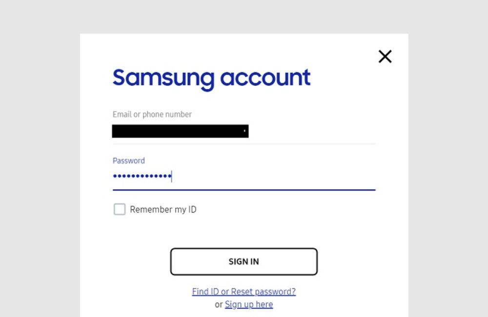 đăng nhập Samsung Account