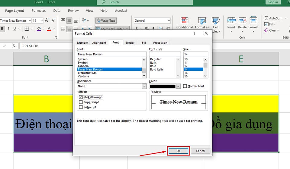 Cách gạch ngang chữ trong Excel - Ảnh 05