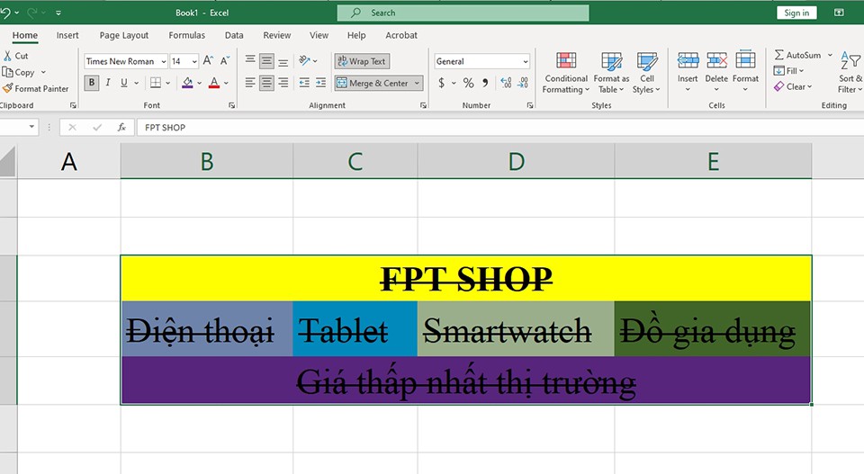 Cách gạch ngang chữ trong Excel - Ảnh 06