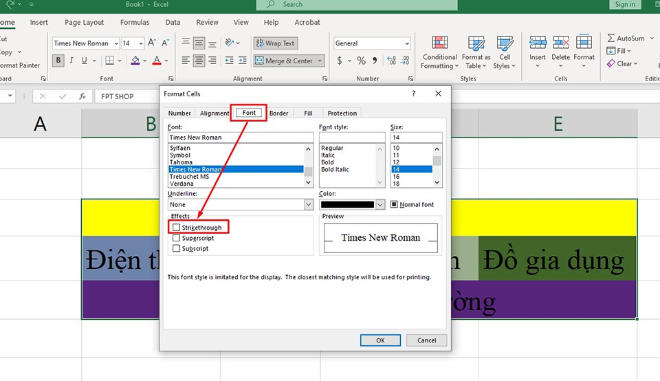Cách gạch ngang chữ trong Excel - Ảnh 08