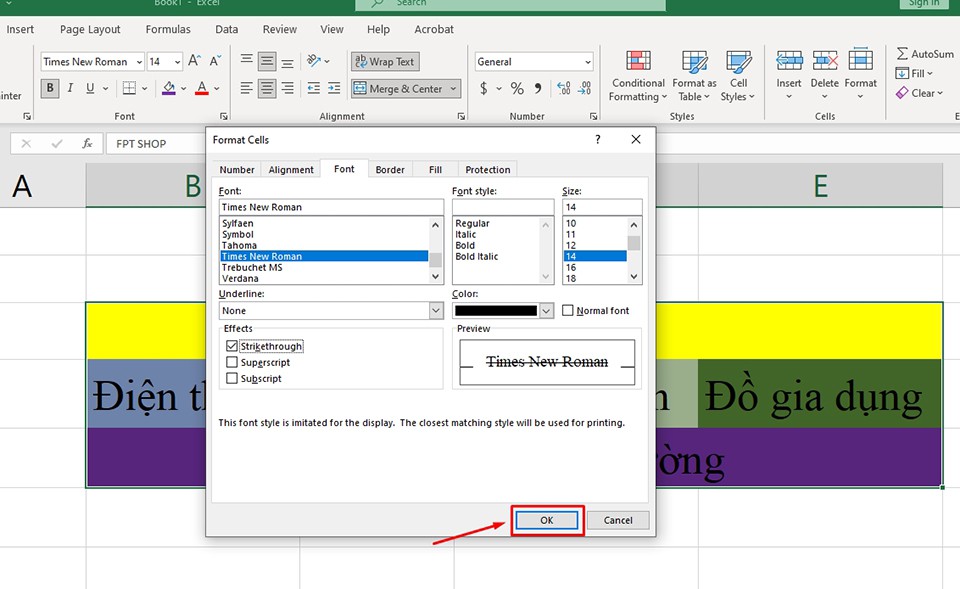 Cách gạch ngang chữ trong Excel - Ảnh 09