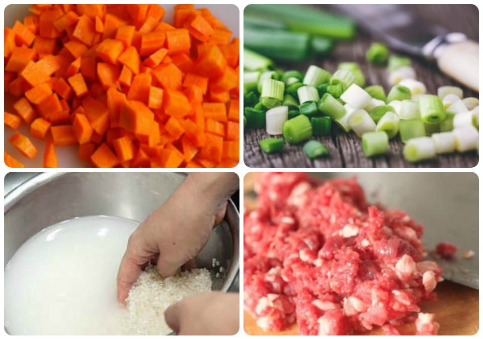 Sơ chế nguyên liệu nấu cháo thịt bò cà rốt
