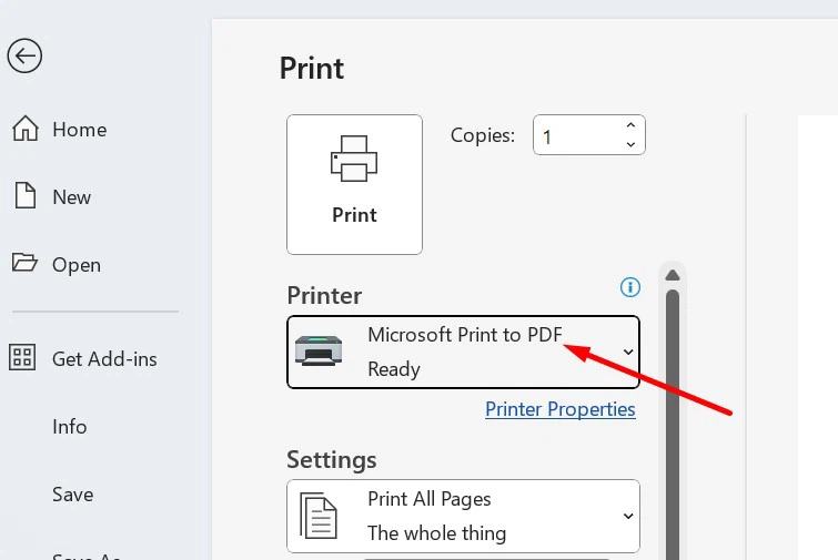 Select the correct printer.