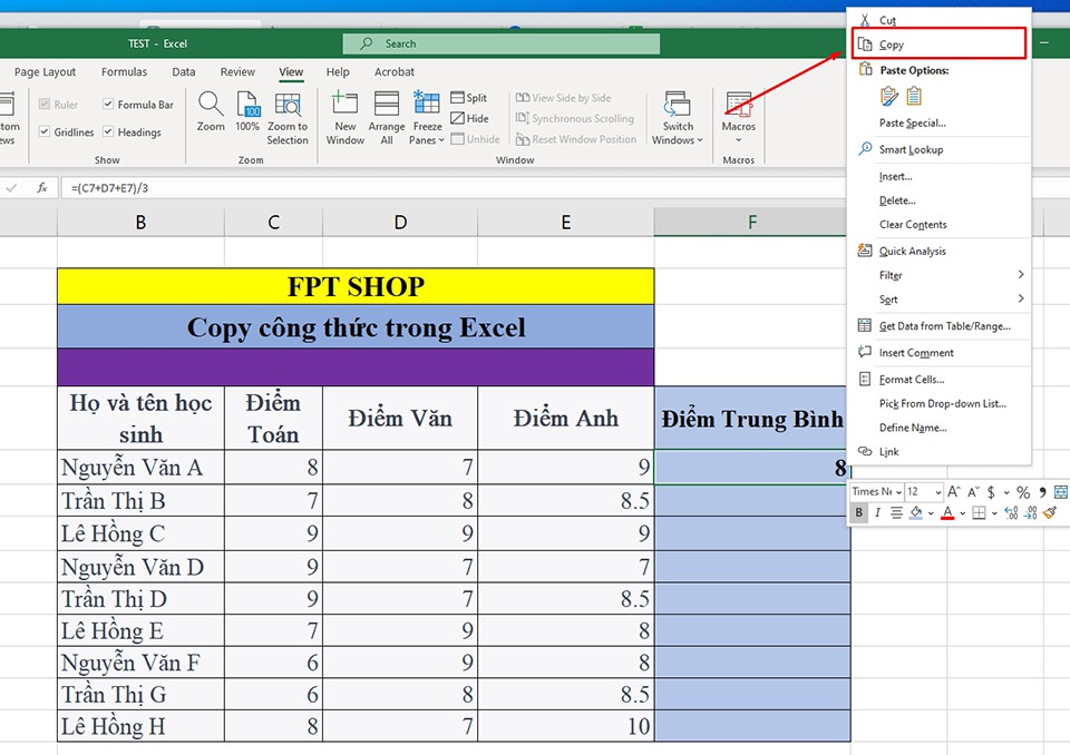 Copy công thức trong Excel - Ảnh 02